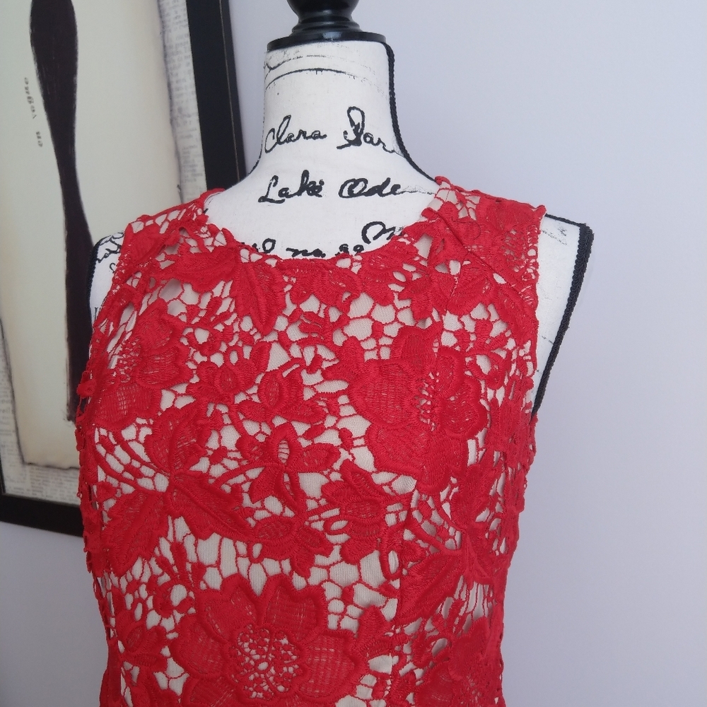 New York & Company Red lace dress, Size 6 - Picture 5 of 8
